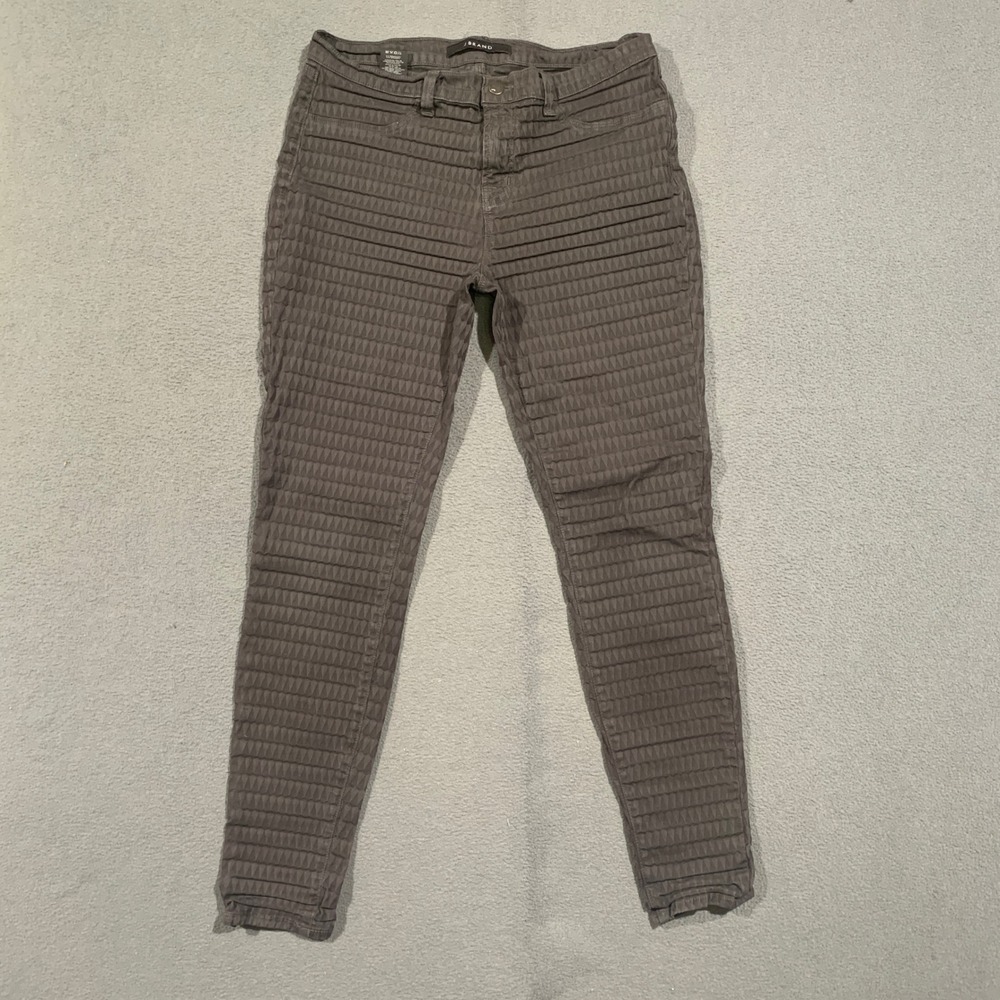 J Brand Skinny Jeans Womens 30 Gray Textured Geometric Moto Edgy Designer Denim